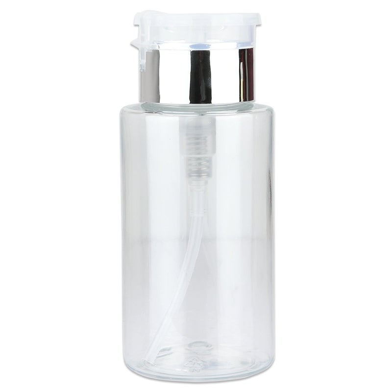 PANA 7oz. Professional Push Down Liquid Pumping Clear Bottle Dispenser (Silver Lid with No Wording, 2pc) - Image 4